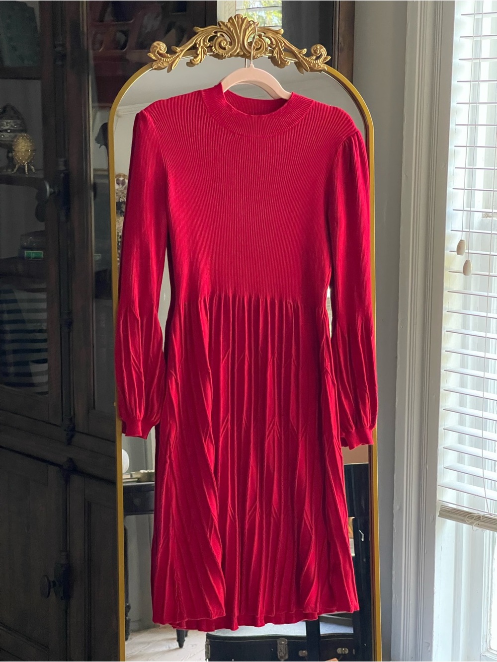 Draper James RSVP Red Mock Neck Midi Sweater Dress